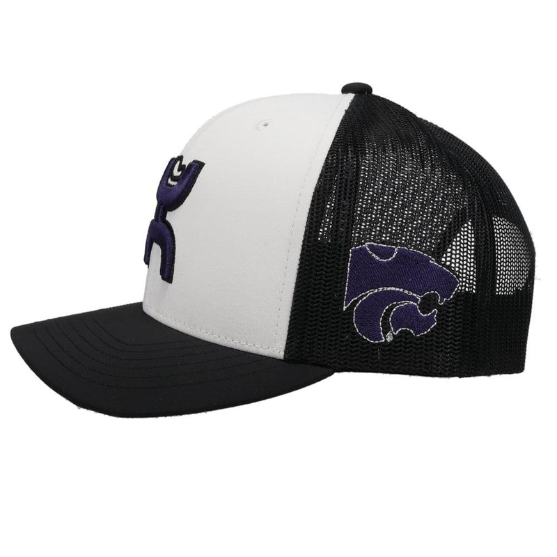 Kansas State University Hat White/Black w/Hooey Logo (Black/Purple)