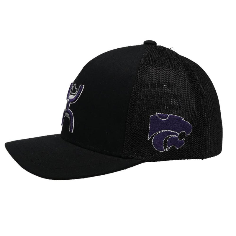 Kansas State University Hat Black Flexfit w/Hooey Logo (Purple/Grey)