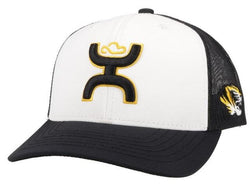 Missouri white and black hat with gold and black hooey logo and tiger logo on the side