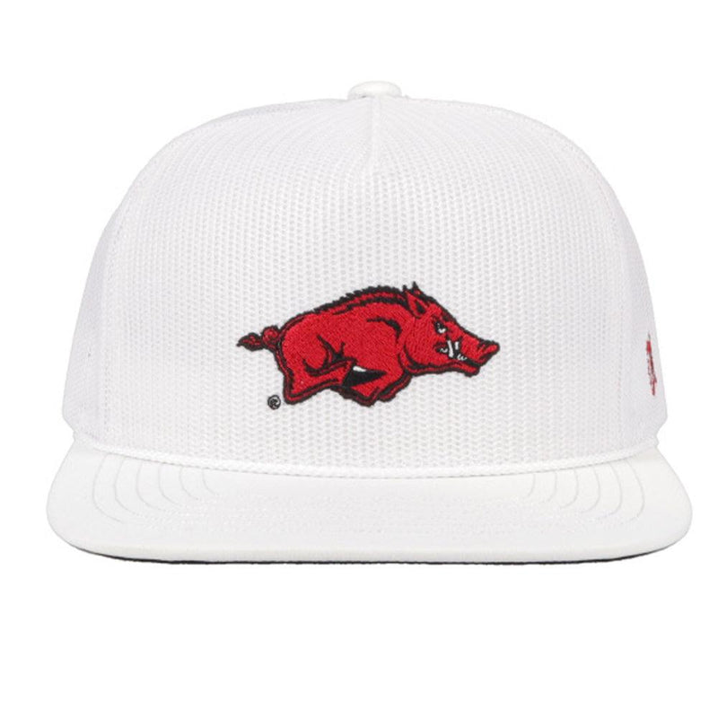 University of Arkansas White w/Razorback Logo (Red/Black) Hat