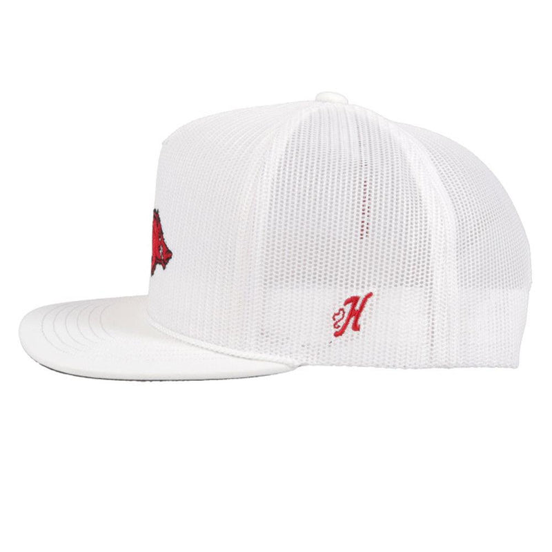 University of Arkansas White w/Razorback Logo (Red/Black) Hat