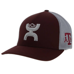 Texas A&M Flexfit Hat Maroon/Grey w/Grey/White Hooey Logo