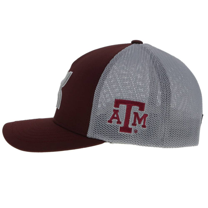 Texas A&M Flexfit Hat Maroon/Grey w/Grey/White Logo Hooey