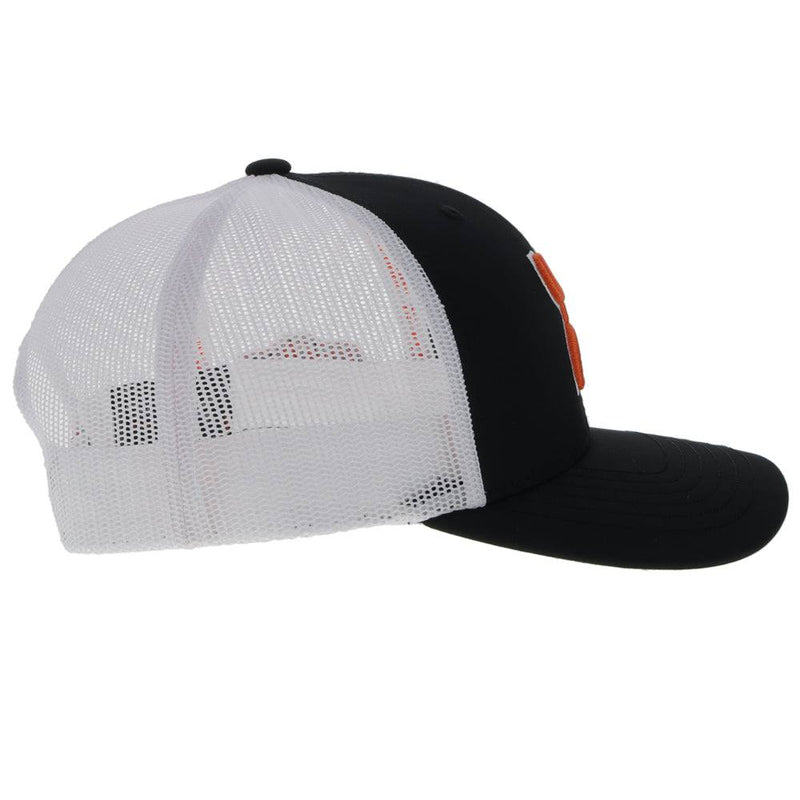 "Oklahoma State" Hat Black/White w/Orange & White Hooey Logo