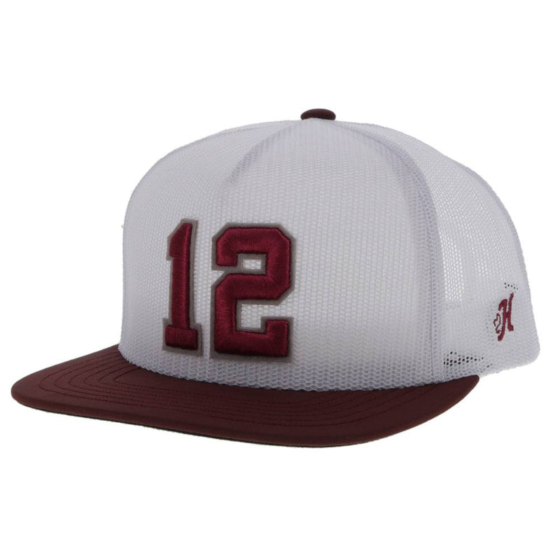 Texas A&M White w/Maroon "12" Logo Hat