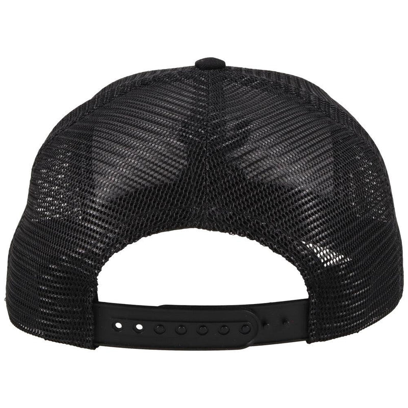 back view of the Arc black on black American Made hat with black mesh