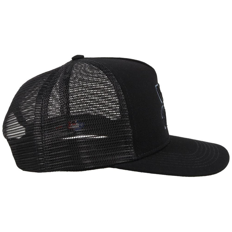 right side view of the Arc black on black American Made hat
