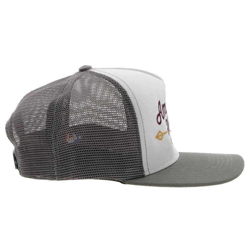 right side of the AMCC white and grey hat