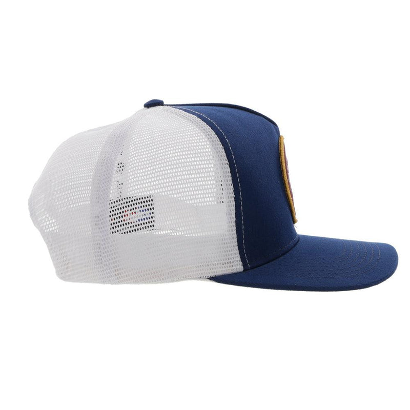 right side view of the AMCC navy and white hat