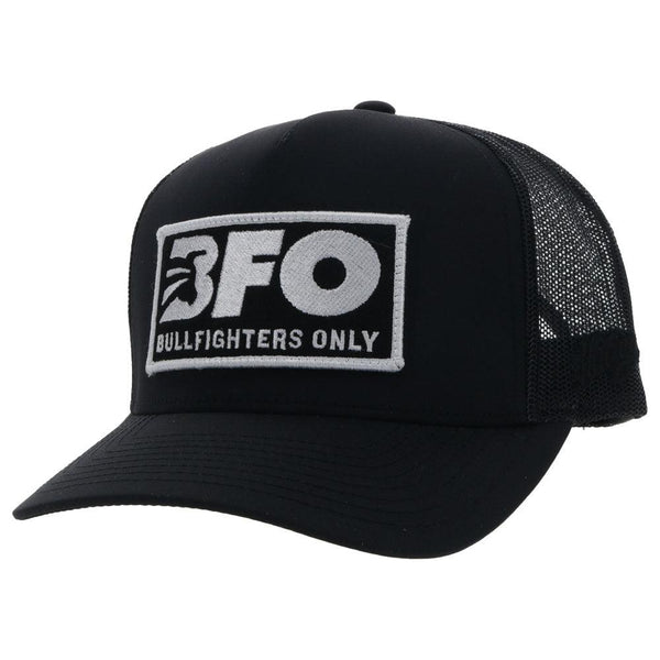  Black BFO hat with white rectangle log patch