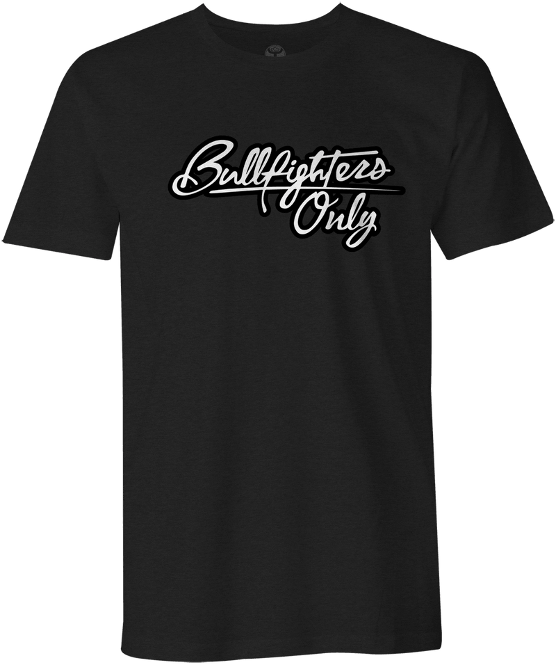BFO black tee with black and white script