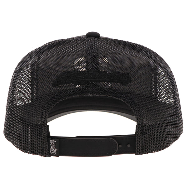 back of the black on black BFO hat with black B logo