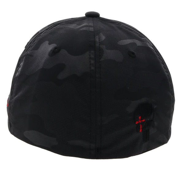 back of the Black camo youth Chris Kyle hat with red hooey logo