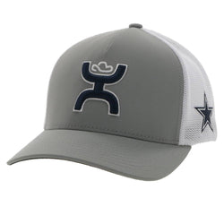"Hooey Dallas" Flexfit Hat Grey/White w/ Blue & White Hooey Logo