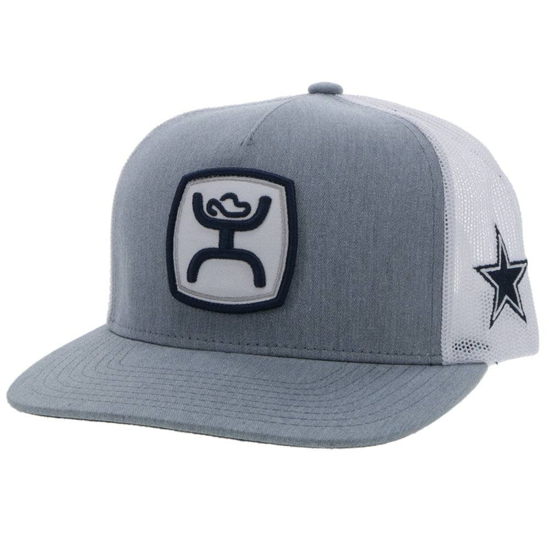 "Dallas Cowboys" Grey/White Hat w/ Blue & White Hooey Patch