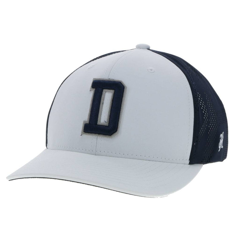 Dallas Cowboys white and blue hat with blue "D" logo