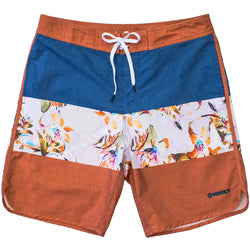 Youth "Shaka" Blue/Orange w/ Floral Pattern Board Shorts