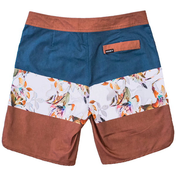 "Shaka" Blue/Orange w/ Floral Pattern Board Shorts