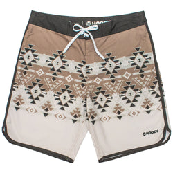 "Shaka" Brown/Cream w/Aztec Pattern Board Shorts