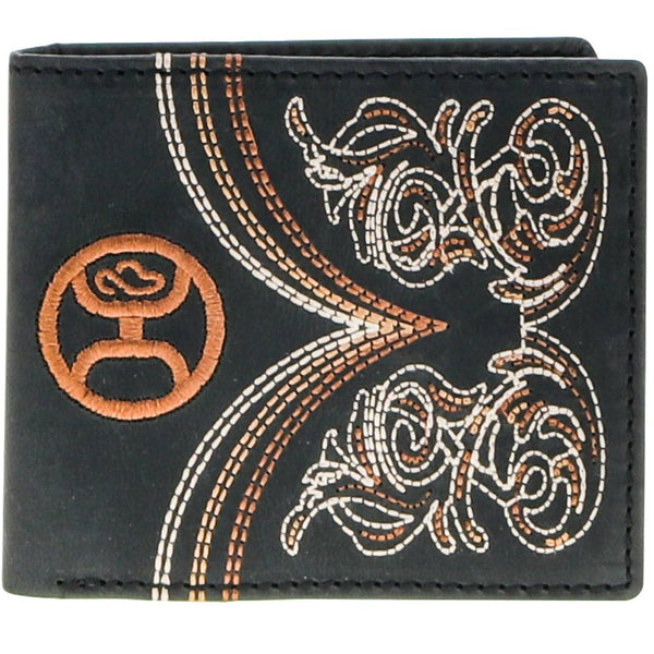 "Ranger" Bifold Hooey Wallet Embroidered Black Leather