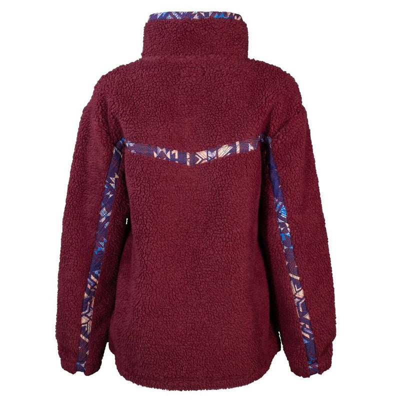 "Ladies Sherpa Pullover" Pink w/ Purple Aztec Accents