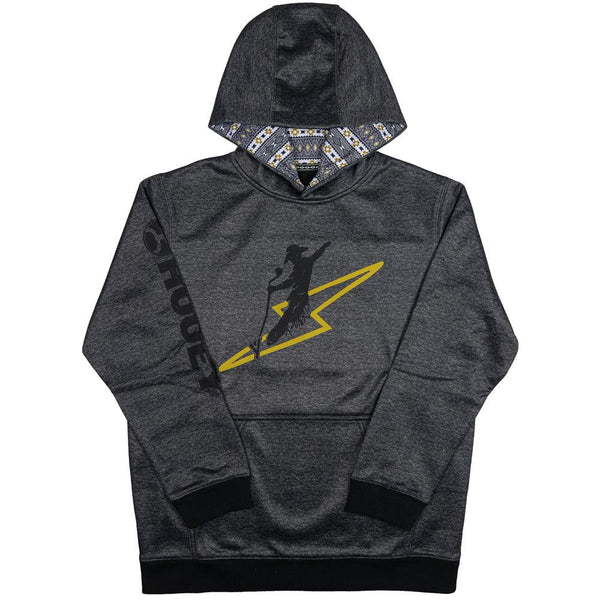 youth heather charcoal buzz hoody with logo