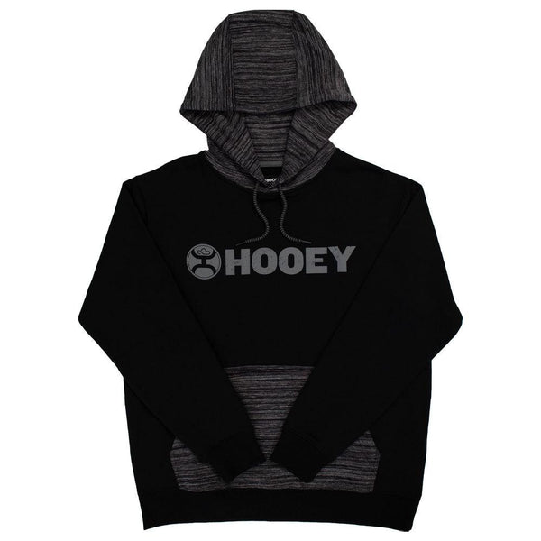 Lock-Up hoody in black with Heather grey pocket and hood