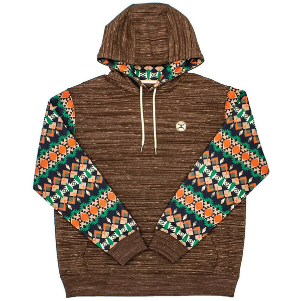 Summit brown hoodie with orange, green, blue Aztec pattern