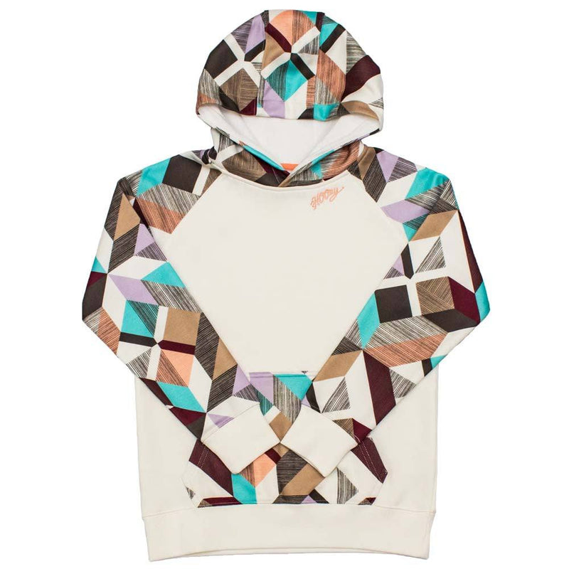 Youth Morocco white hoody with multi colored pattern