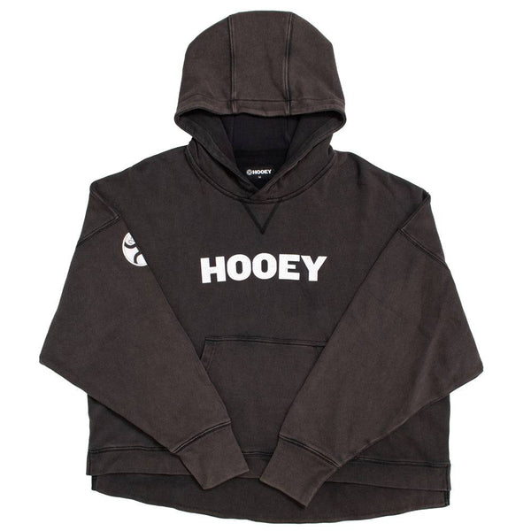 Roomy black hoody with white logo