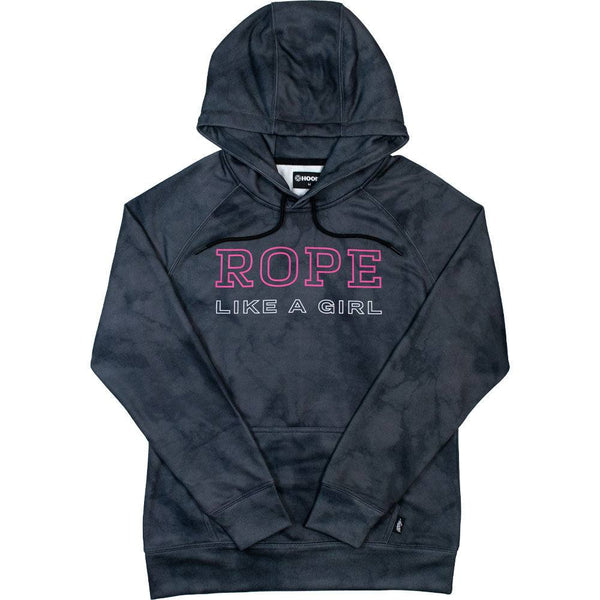 Rope like a girl black marble hoody with pink and white logo