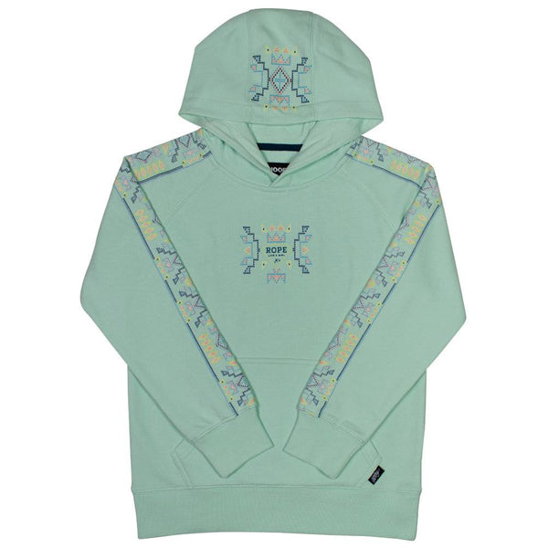 Youth "Rope Like A Girl" Mint w/Multi Color Pattern Hoody