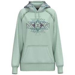 Chaparral hoody in teal with Aztec on front