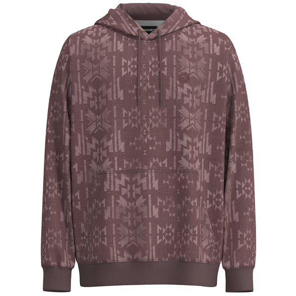Mesa maroon hoody with lighter maroon shade Aztec pattern