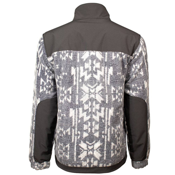"Hooey Tech Fleece Jacket" Charcoal with Aztec