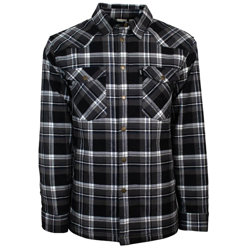 "Hooey Mens Flannel Jacket" Black/Plaid Pattern w/Cream Sherpa