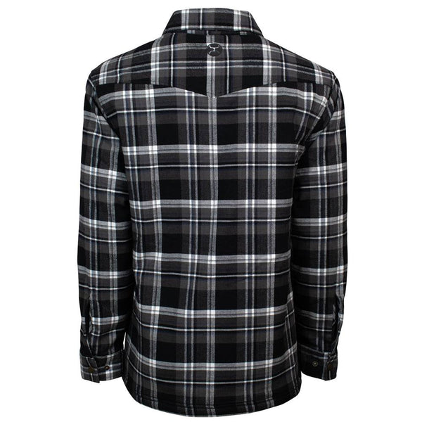 "Hooey Mens Flannel Jacket" Black/Plaid Pattern w/Cream Sherpa