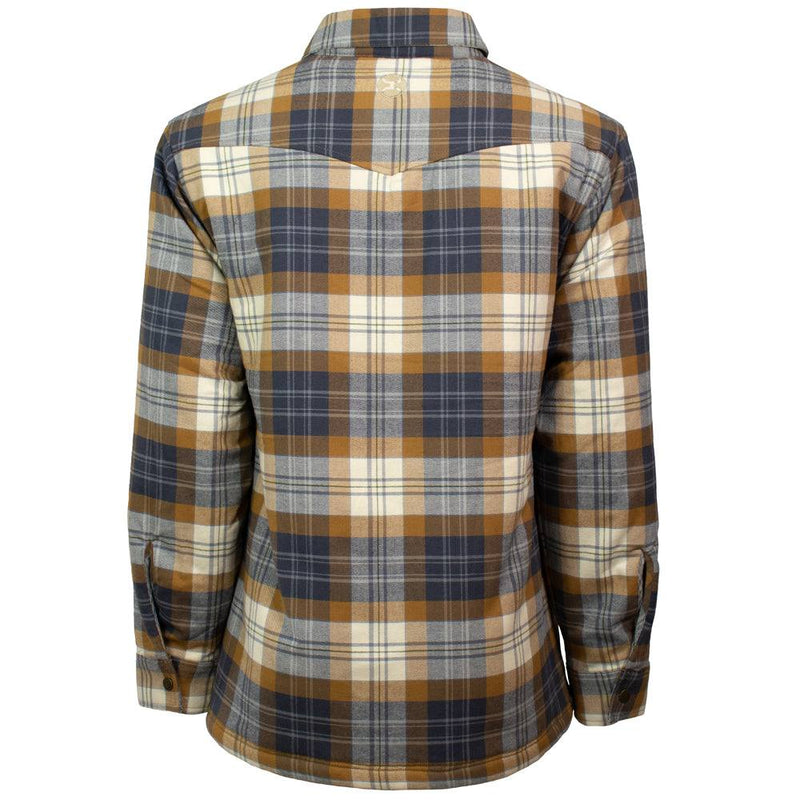 "Hooey Mens Flannel Jacket" Tan Plaid Pattern w/ Cream Sherpa