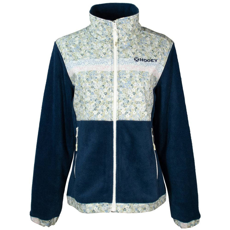 "Ladies Tech Fleece Jacket" Blue w/Floral Print