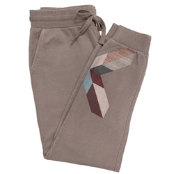 Homey Jogger in brown with maroon, white, tan, grey, green, blue pattern