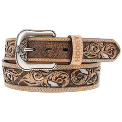 "Top Notch" Hand Tooled Hooey Belt Natural / Ivory