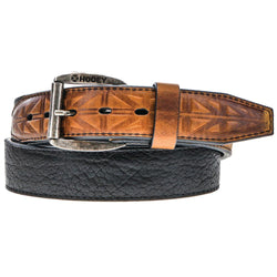 "HOG" Black/Brown Leather Belt