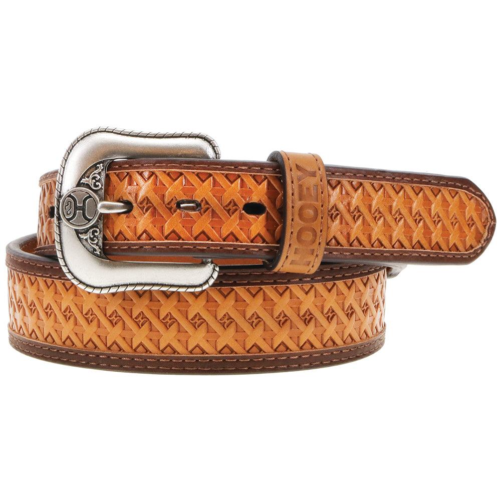"Hooey Hands-Up" Classic Hooey Belt Natural / Brown Basket Weave