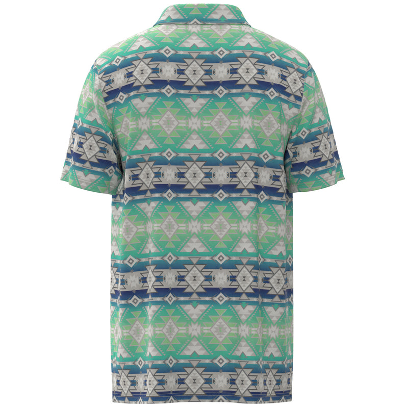 "The Weekender" Teal/Blue w/ Grey Aztec Pattern Polo