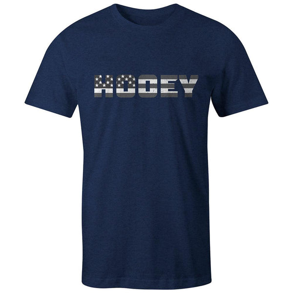 Patriot tee in navy with grey and white logo
