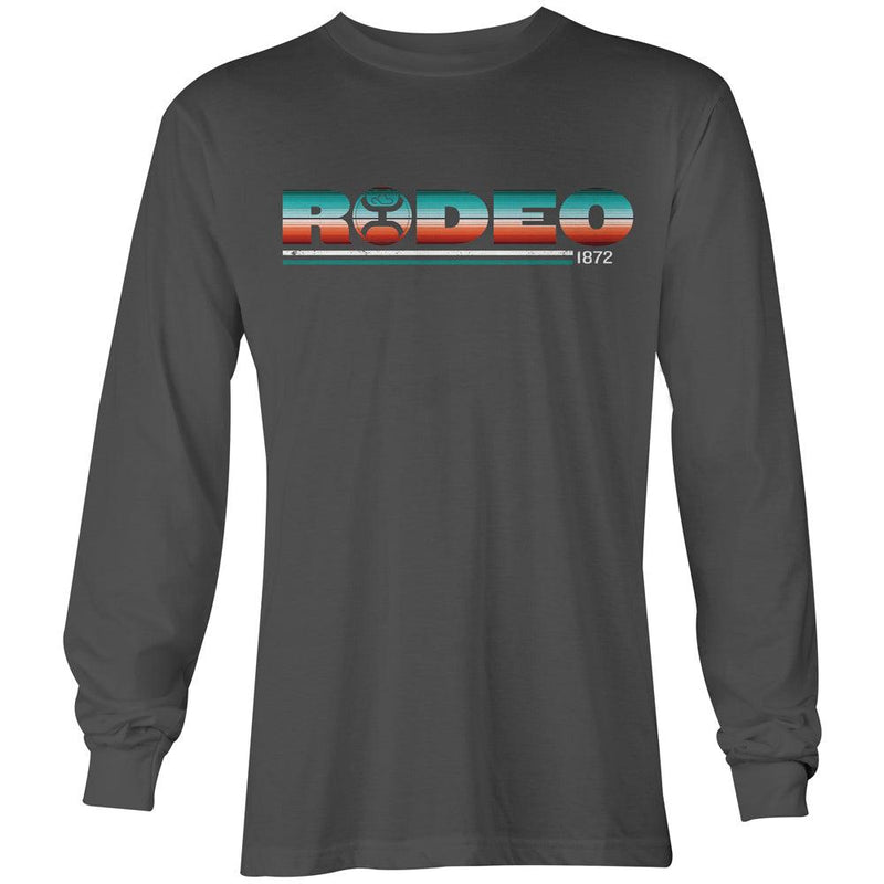 Rodeo long sleeve tee in grey with serape logo