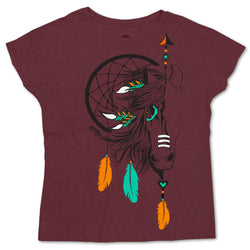 "Spirit" Cranberry T-shirt w/a horse dreamcatcher