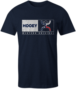 Match tee in navy with red, white, and blue logo block