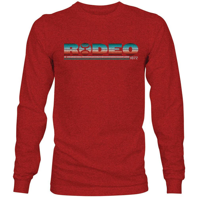 Rodeo long sleeve tee in red with serape logo
