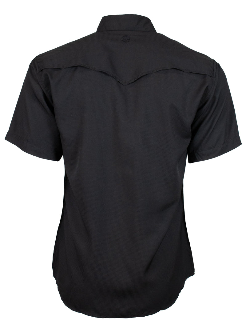 "Sol" Black Short Sleeve Pearl Snap Shirt